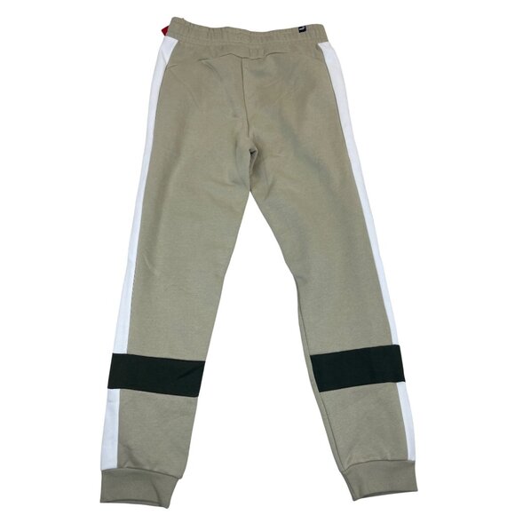 Puma Women’s Beige Joggers With White Stripes & Black Logo Sz M - New - Picture 2 of 12